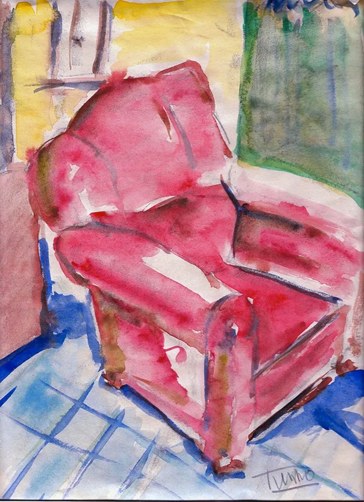 Fauteuil rouge, œuvre de Patrick Tubaro
