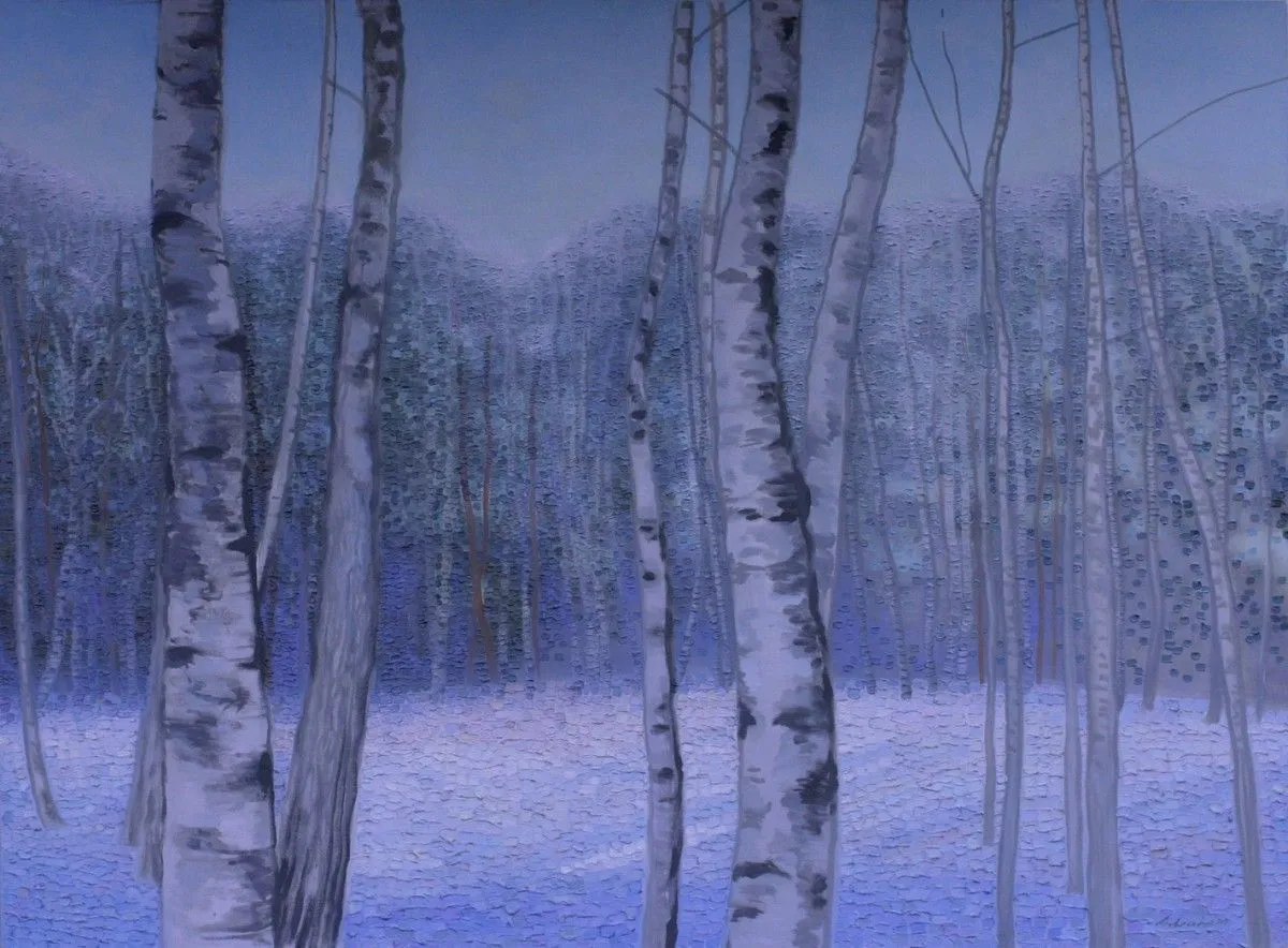 "Birches in Winter", artwork by Natalie Levkovska