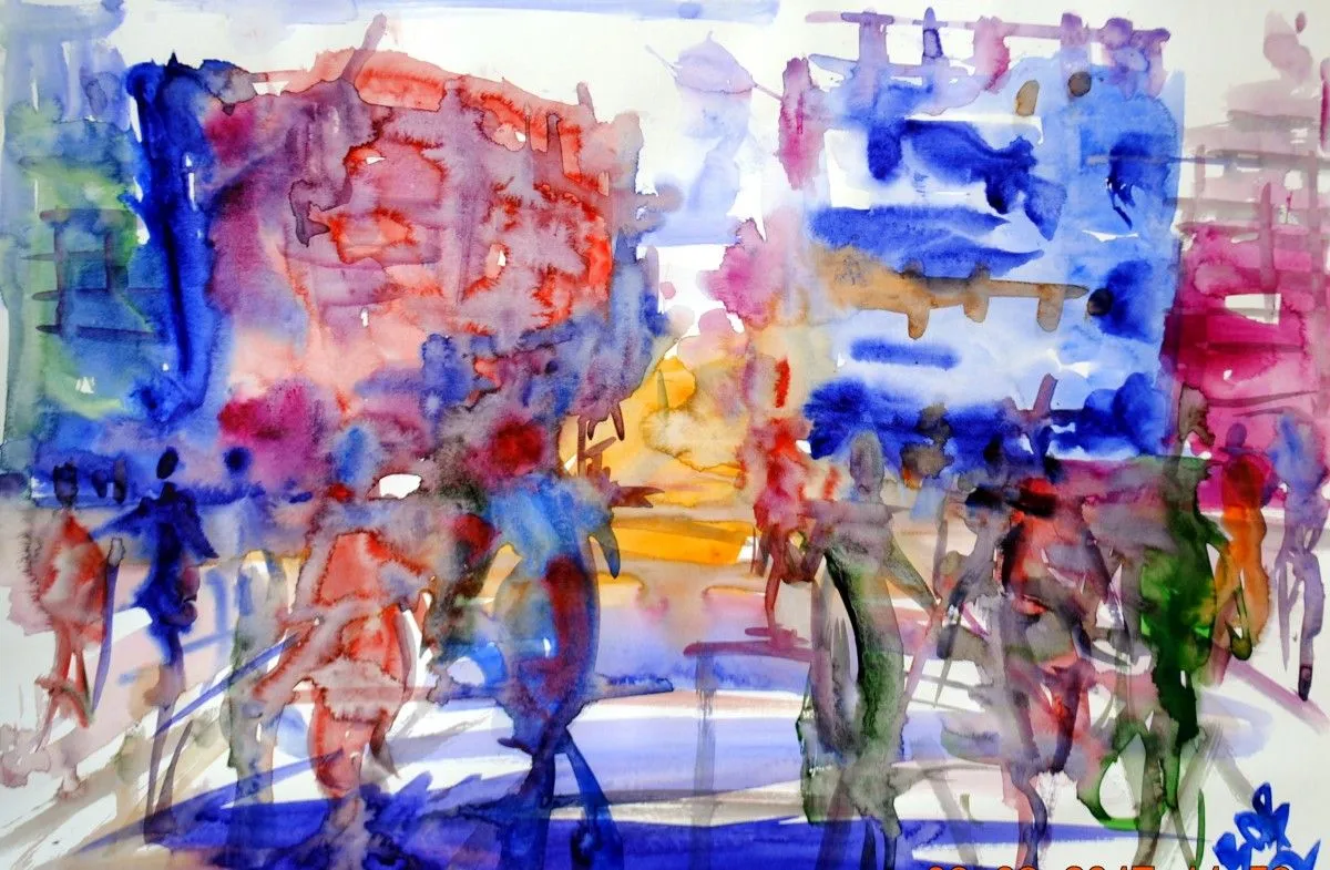 street of city, artwork by Akpan Usoroh