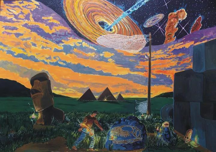 A walk in the night of times, artwork by Lazaro Hurtado