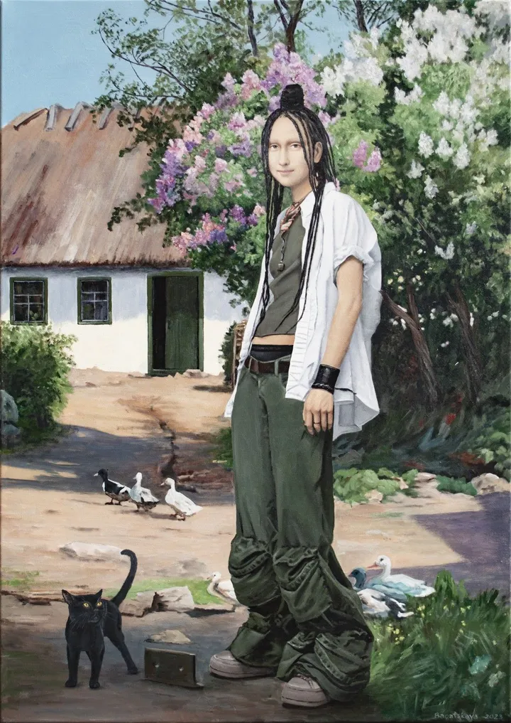 Contemporary portrait "You're a Girl", artwork by Nataliya Bagatskaya