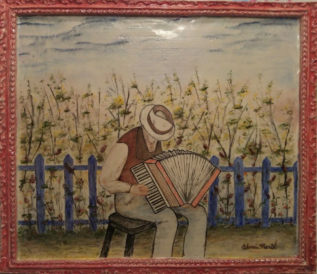 Accordéonniste, œuvre de Henri Martel