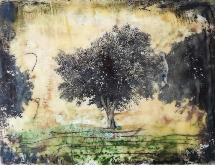 #37-2 by Ava Bob - Encaustic painting - 15x20 cm (6x8, artwork by Ava Bob