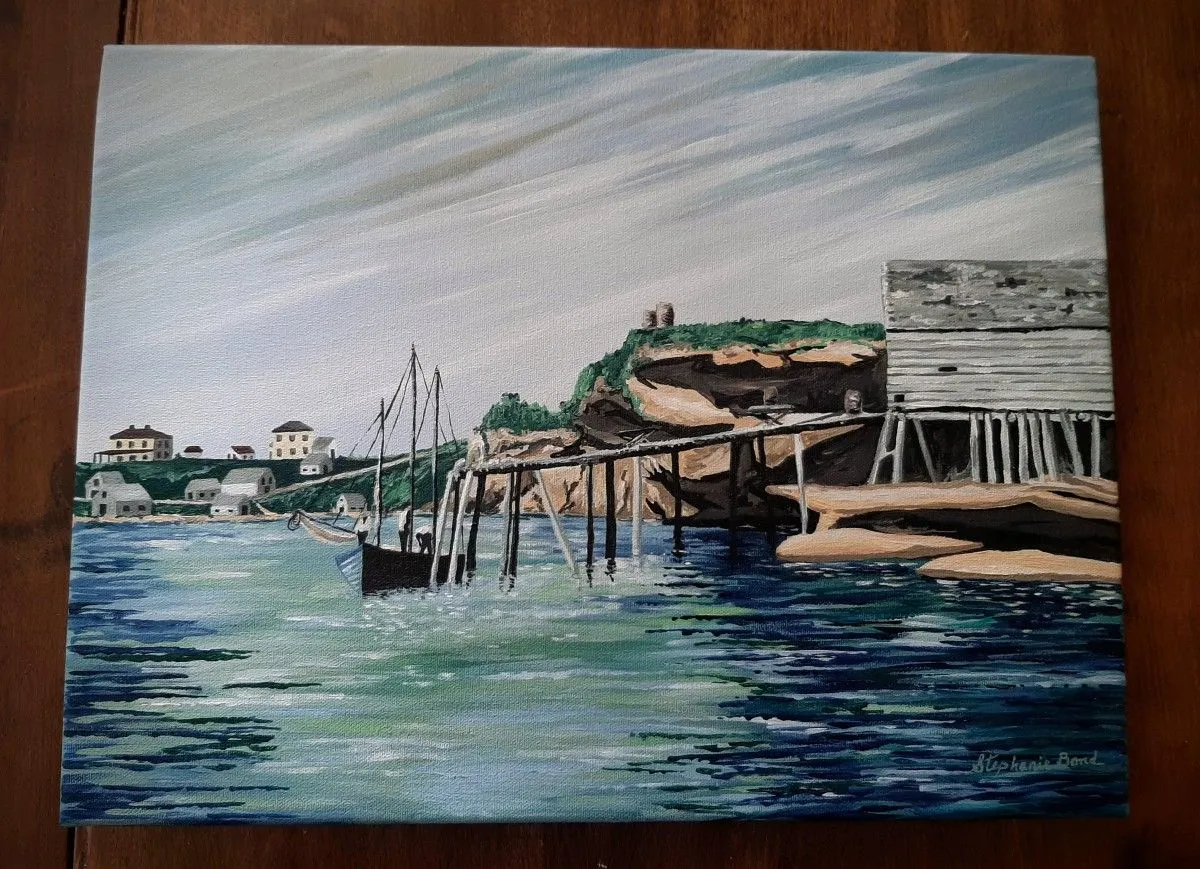 Unloading Cod at Malbay, artwork by Stephanie Bond