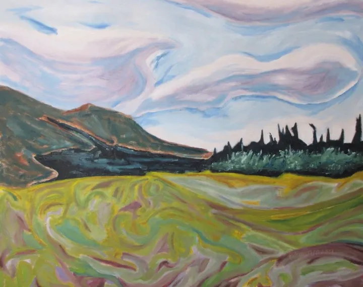 Mont Saint-Joseph sur un champ doré, Mount St-Joseph On A Yellow Field, œuvre de Francois Fournier