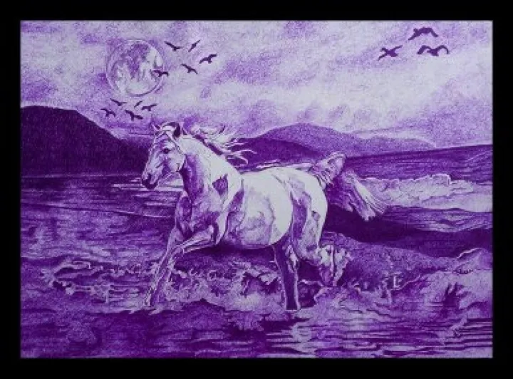 horse in moonlight, œuvre de Indranil Biswas