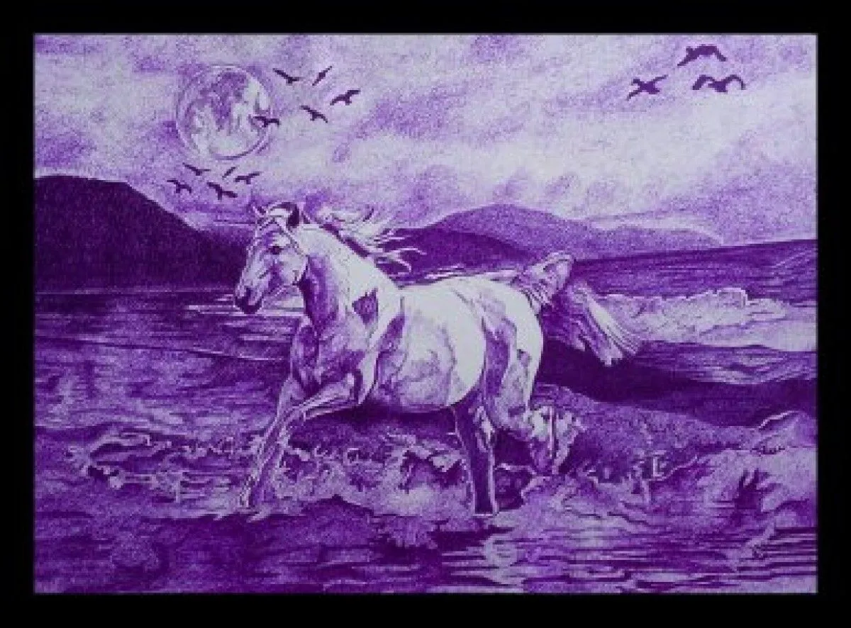 horse in moonlight, artwork by Indranil Biswas