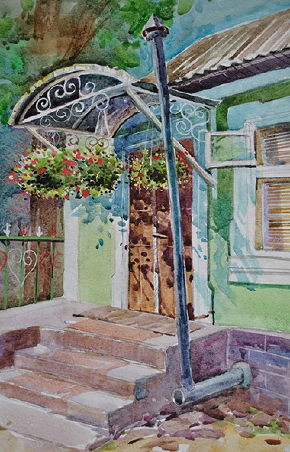 Moldavian rural home, artwork by Anatolii TOMOIANU
