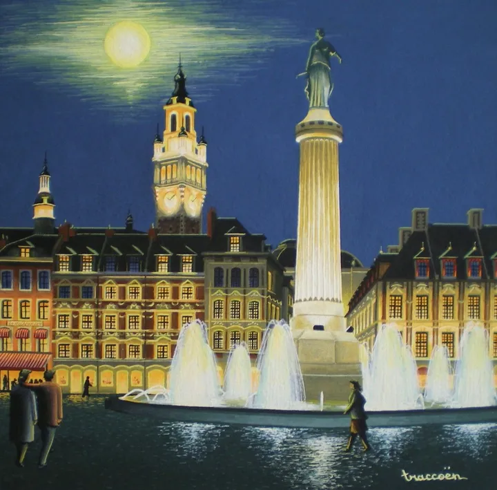 evening in lille, artwork by Thierry Traccoën