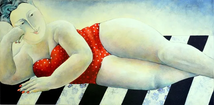 Original Painting- On the beach, œuvre de carla raadsveld
