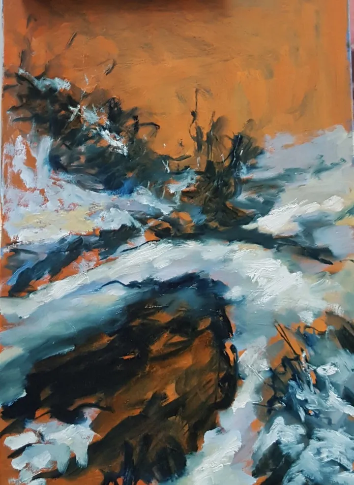 Landschap in oranje, œuvre de Iliana Vaseva