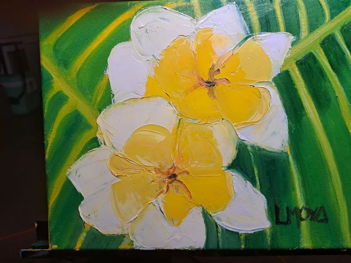 Flor de plumeria, œuvre de Ligia Moya
