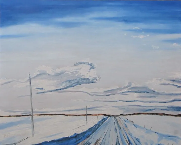 Le chemin enneigé, Snowy Road ch Daniel LaPatrie Quebec Canada, œuvre de Francois Fournier