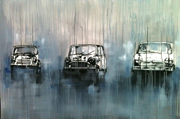 Minis racing in the rain, œuvre de Stephanie Fonteyn