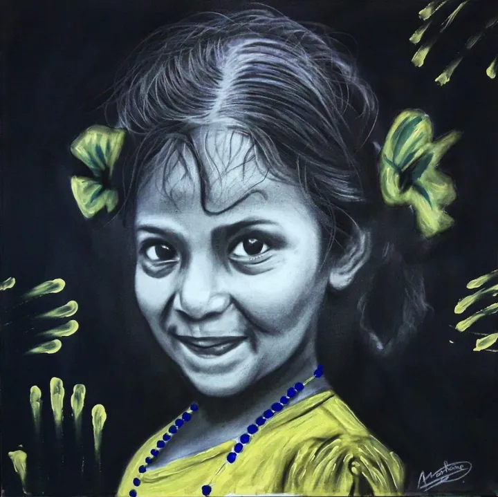 Enfance indienne, œuvre de Ayoub Nashane