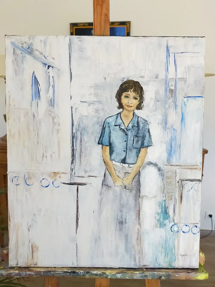 Jeune fille en bleu ., artwork by annick Ayoul
