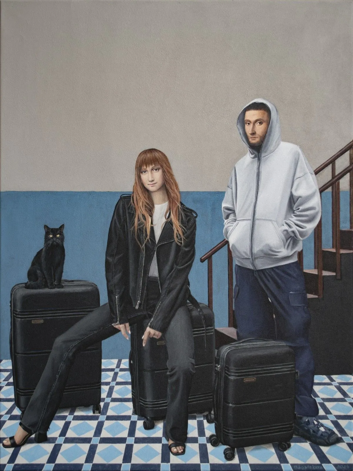 Contemporary portrait "As We Wait for the Taxi", œuvre de Nataliya Bagatskaya