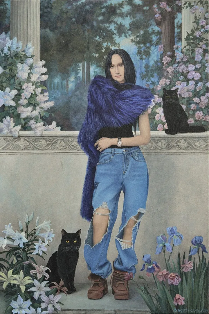 Contemporary painting with Mona Lisa "Spring", artwork by Nataliya Bagatskaya