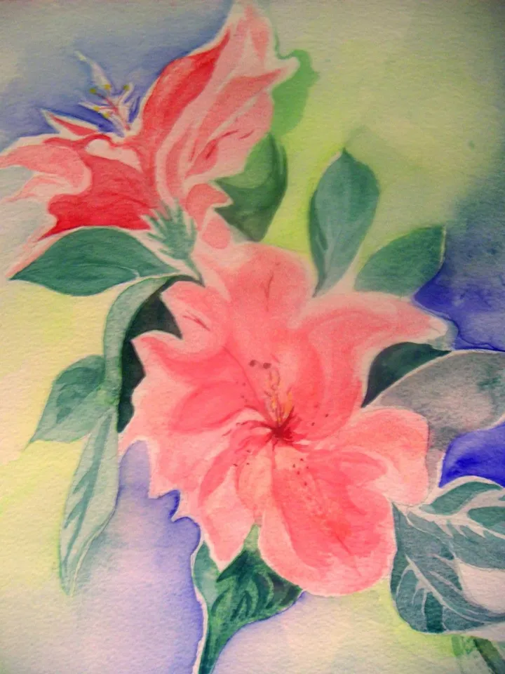 Fleur et village vosgien, œuvre de Cecile BOLZINGER