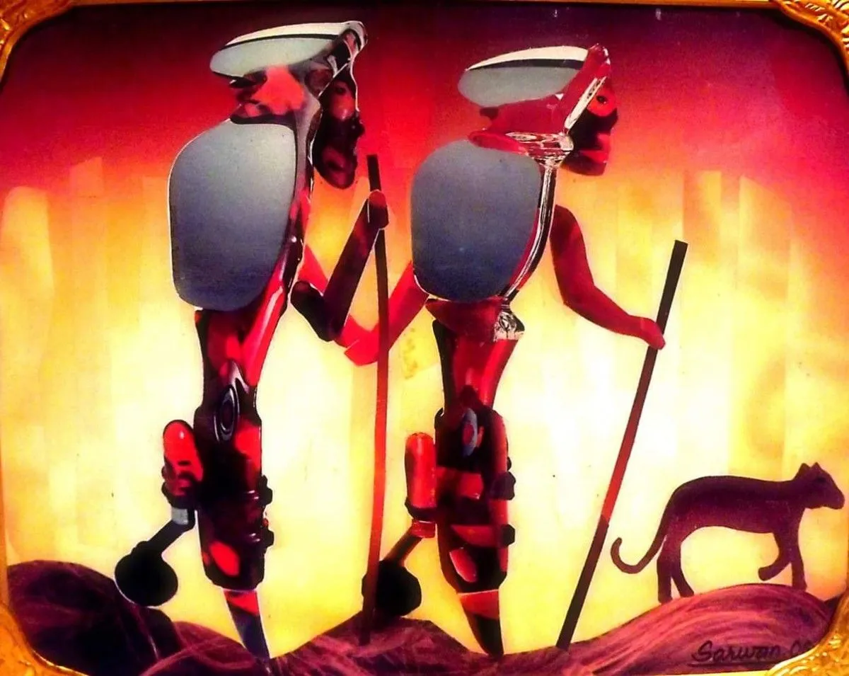 Old age partner, artwork by Sarwan Kumar Soni