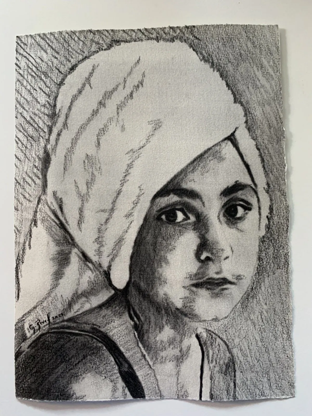 Jeune fille au bandeau, œuvre de guenael revel