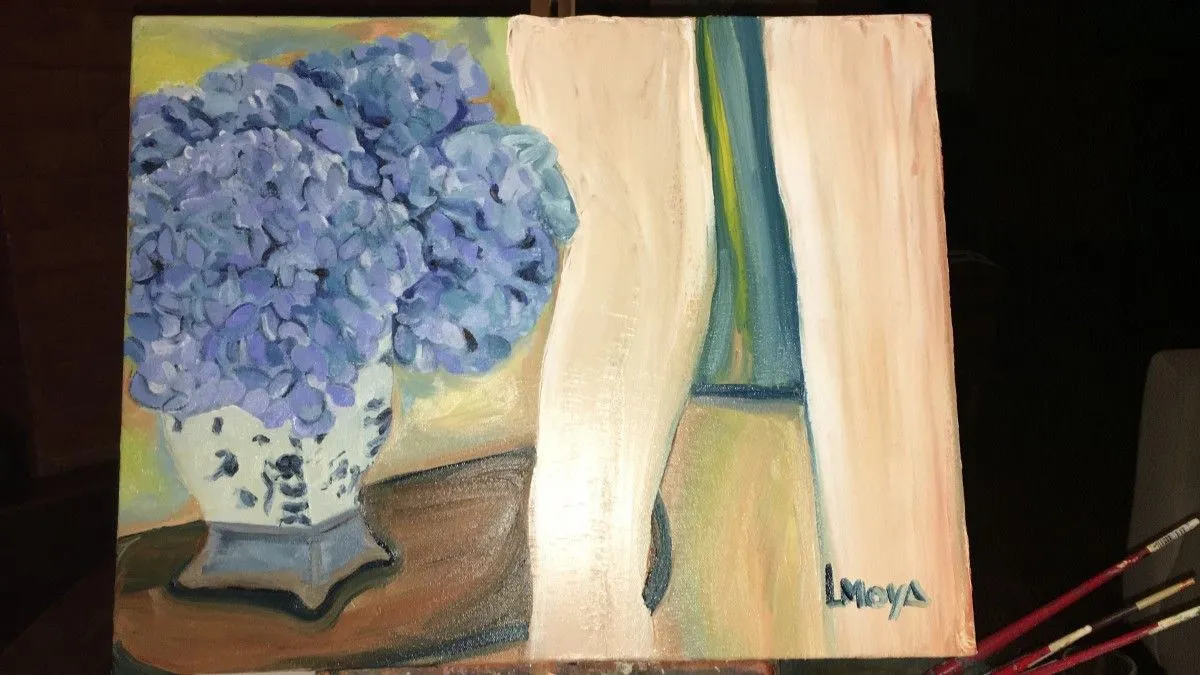 Hydrangeas, artwork by Ligia Moya