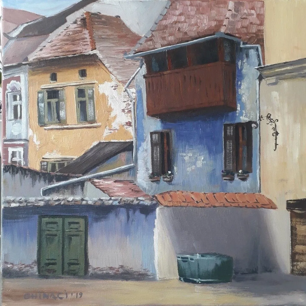 Old houses in Sibiu, artwork by Adina Ghinaci