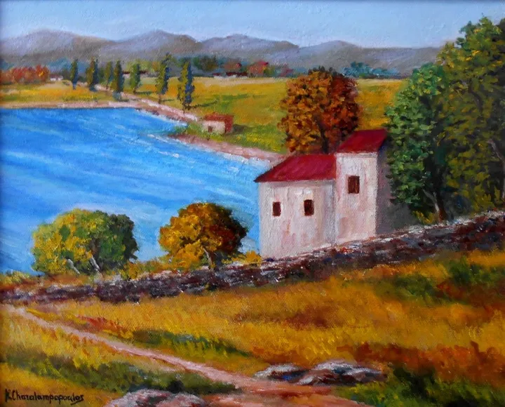 OLD HOUSE IN MANI -GREECE, artwork by Konstantinos Charalampopoulos