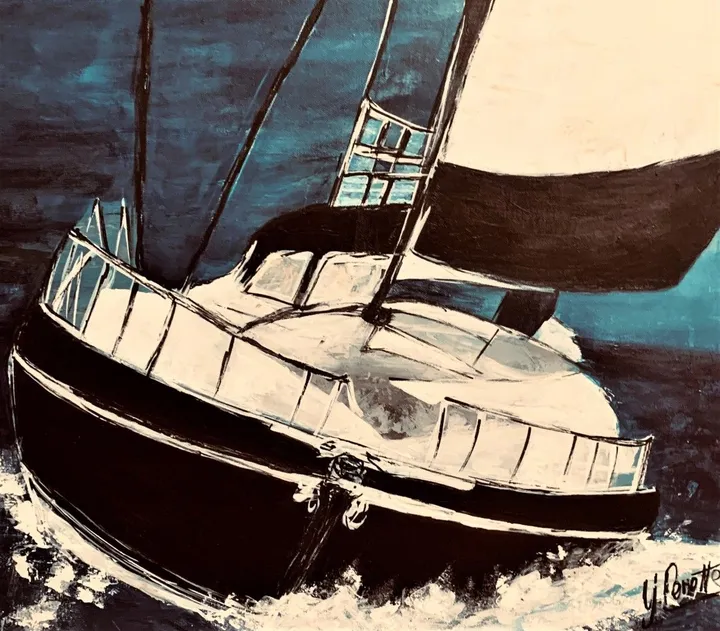 Voilier en Mer, œuvre de Yves Perrotte