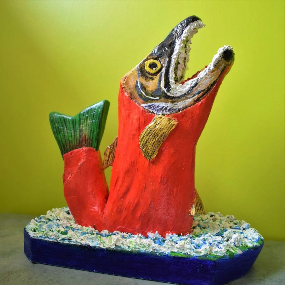 Red salmon, artwork by Denis Roucau