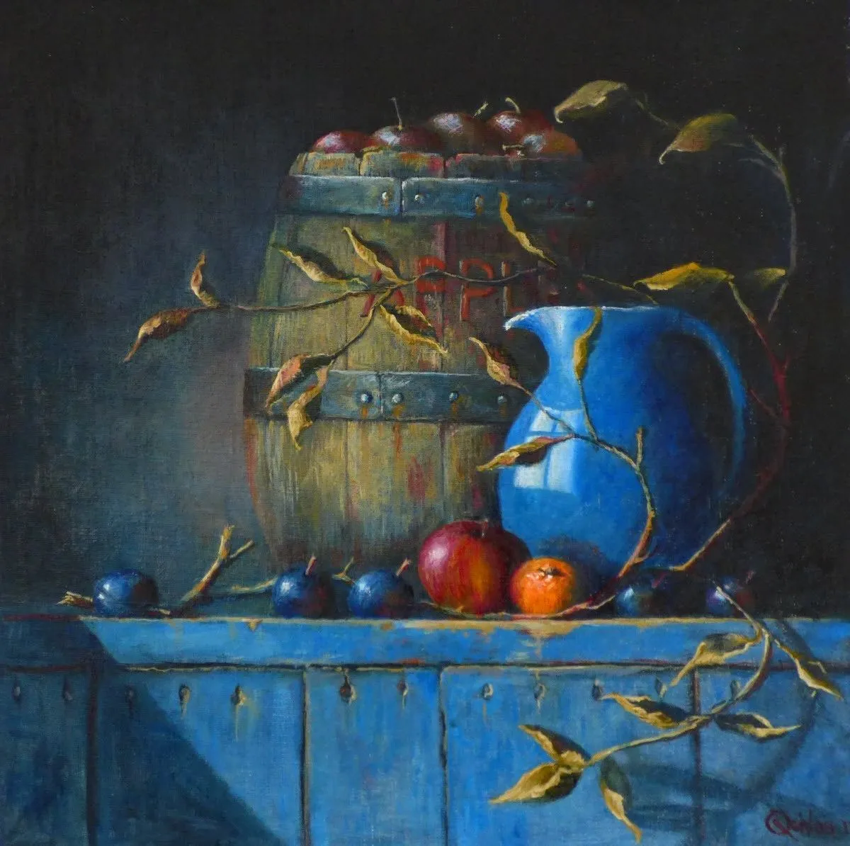 Still life Apple Barrel, artwork by Chris N