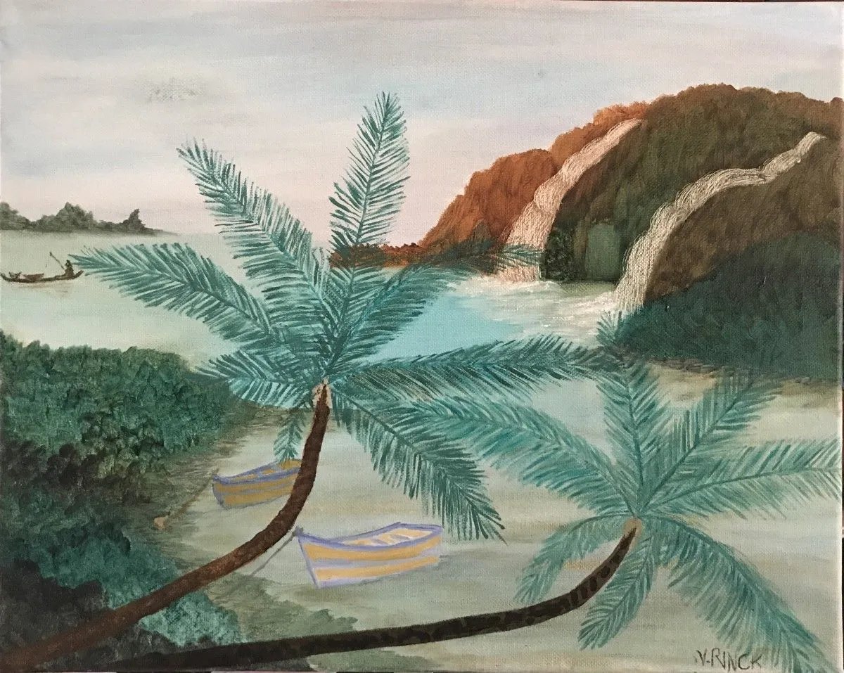 a l'ombre des palmiers, œuvre de Viviane RINCK