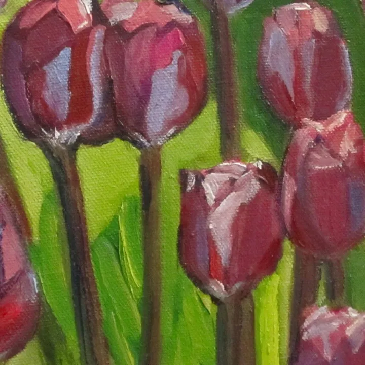 Purple tulips, artwork by Ligia Moya