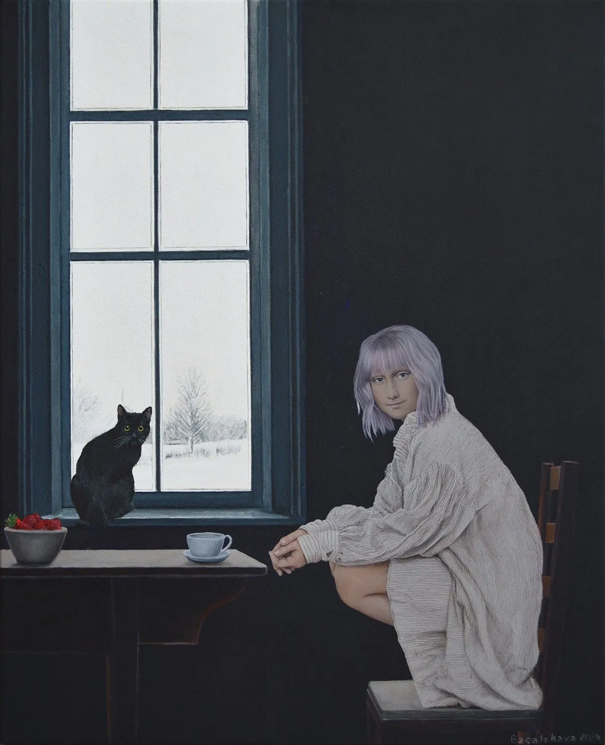 Contemporary portrait "Morning Coffee", œuvre de Nataliya Bagatskaya