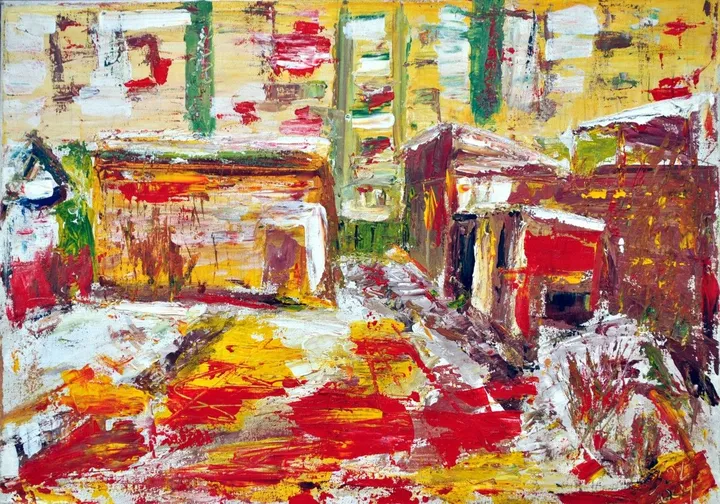 Yard in Almaty, artwork by Akpan Usoroh