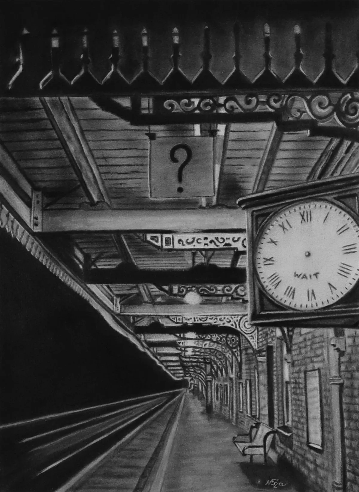 Le quai de gare, artwork by Nina (Nadine Pillet)