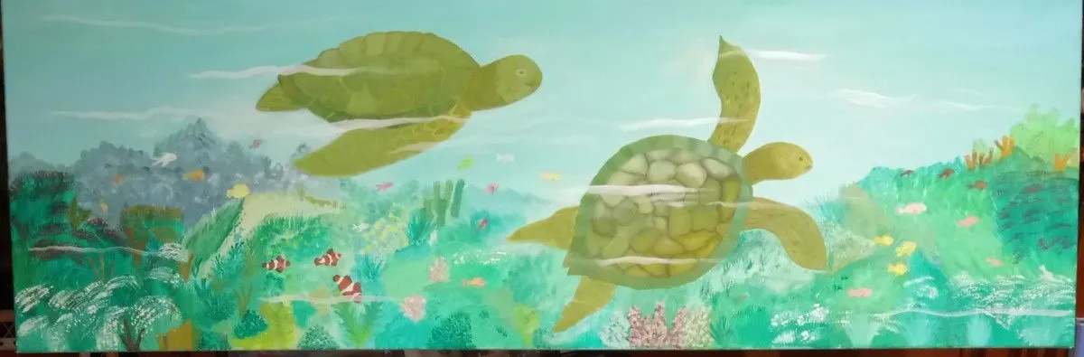 Série " Fonds marins":Les tortues, œuvre de Viviane RINCK