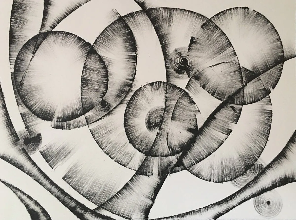Black and White Abstract Drawing #16 by Kozyuk, œuvre de Khrystyna Kozyuk