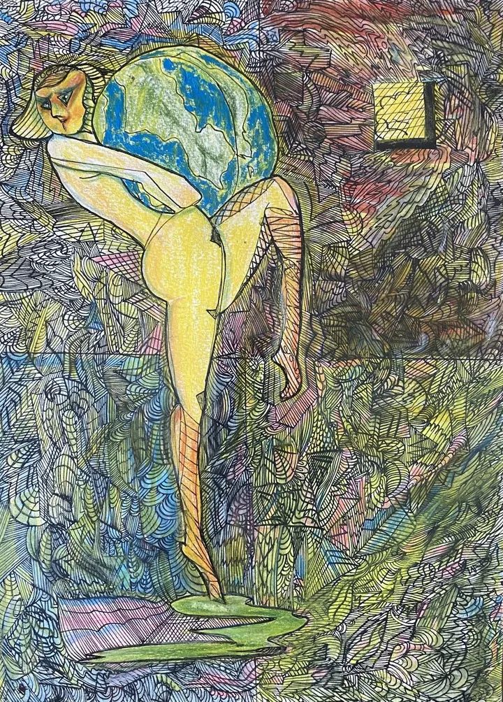 Holding the World, artwork by Denis Roucau