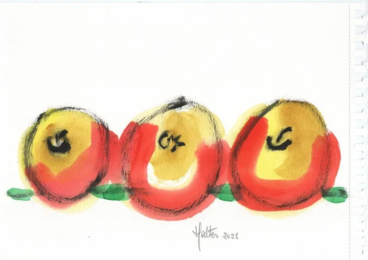 Trois pommes en conversation, artwork by Alain HALTER