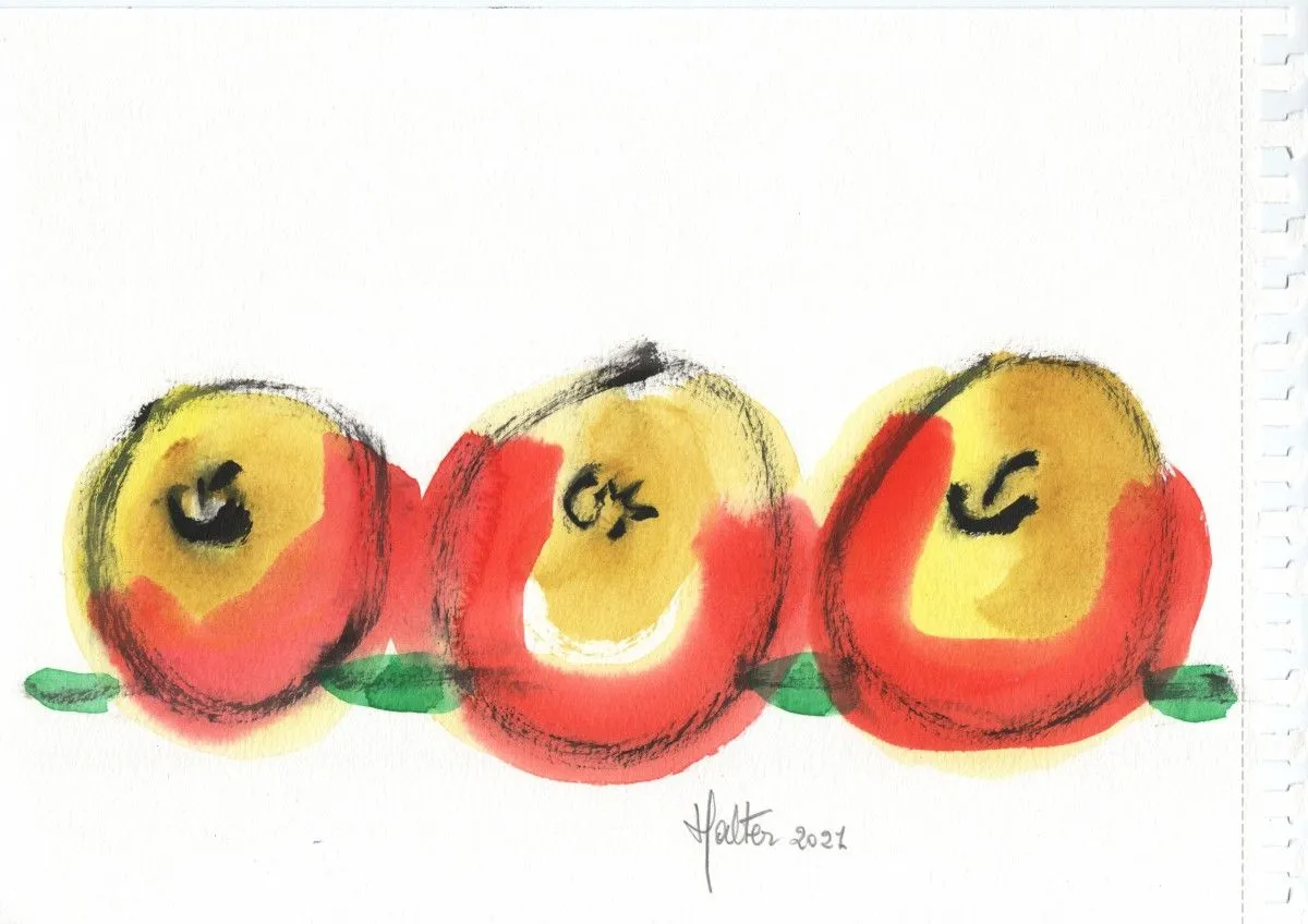 Trois pommes en conversation, artwork by Alain HALTER