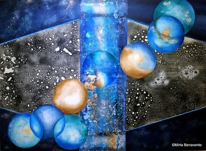 Esferas de humanidad liquida, œuvre de Mirta Benavente