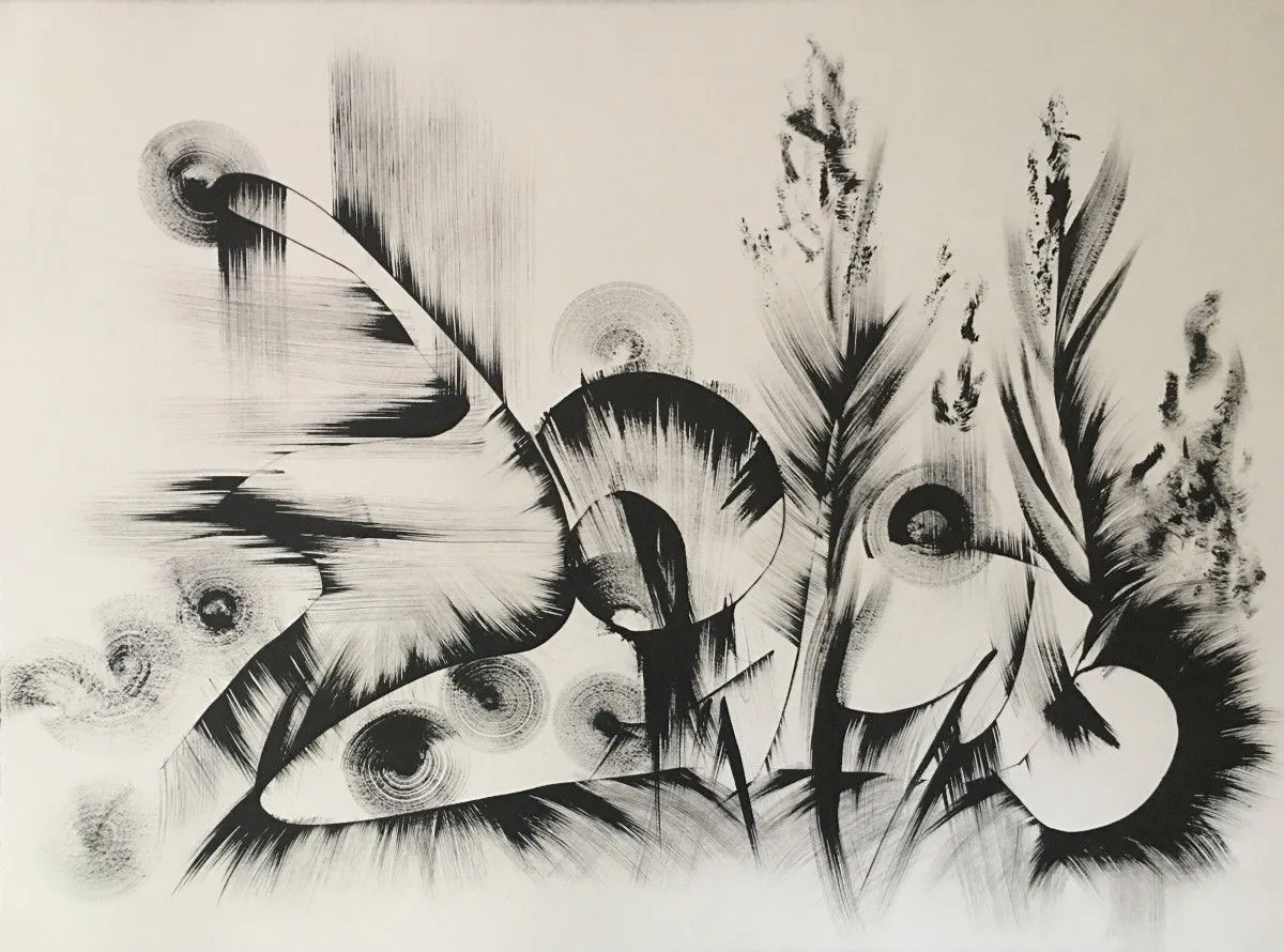 Black and White Abstract Drawing 13 by Kozyuk, œuvre de Khrystyna Kozyuk