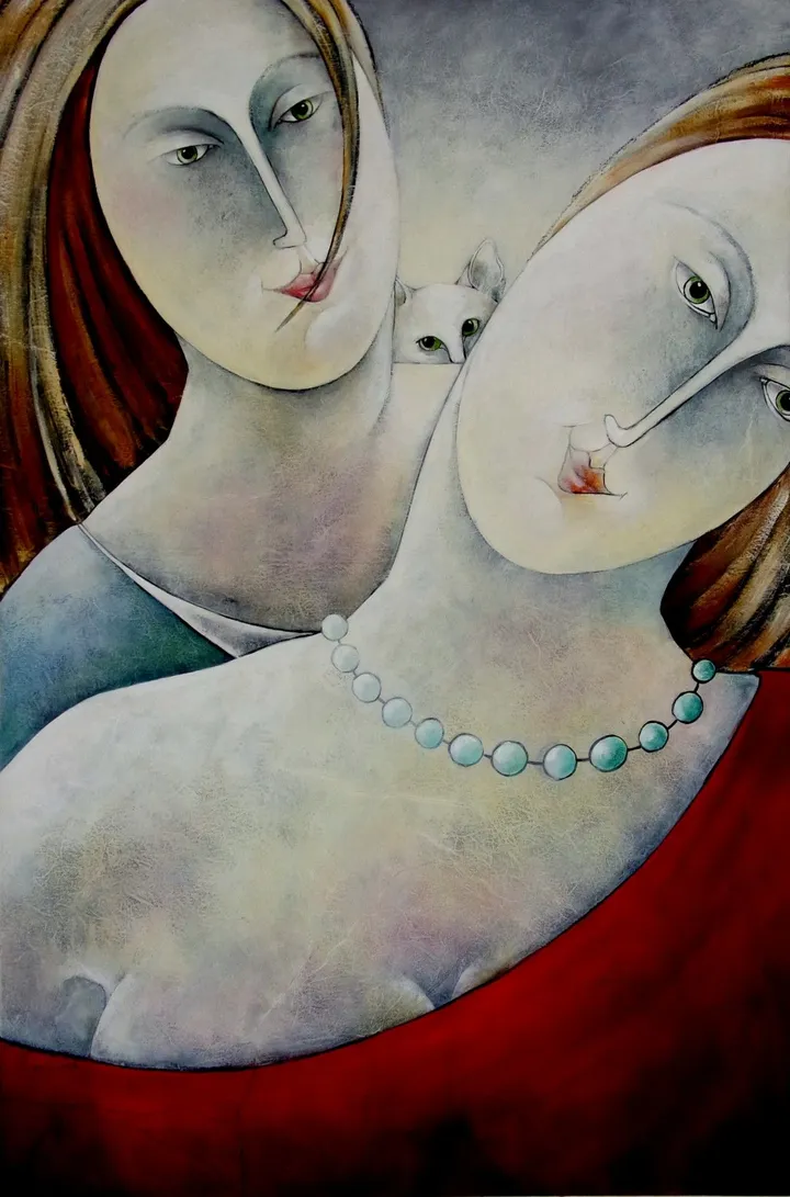 original painting- Cat selfie, œuvre de carla raadsveld