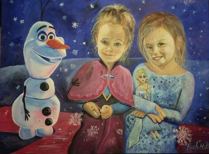 Olaf et les petites, œuvre de Rachelle Beaudry
