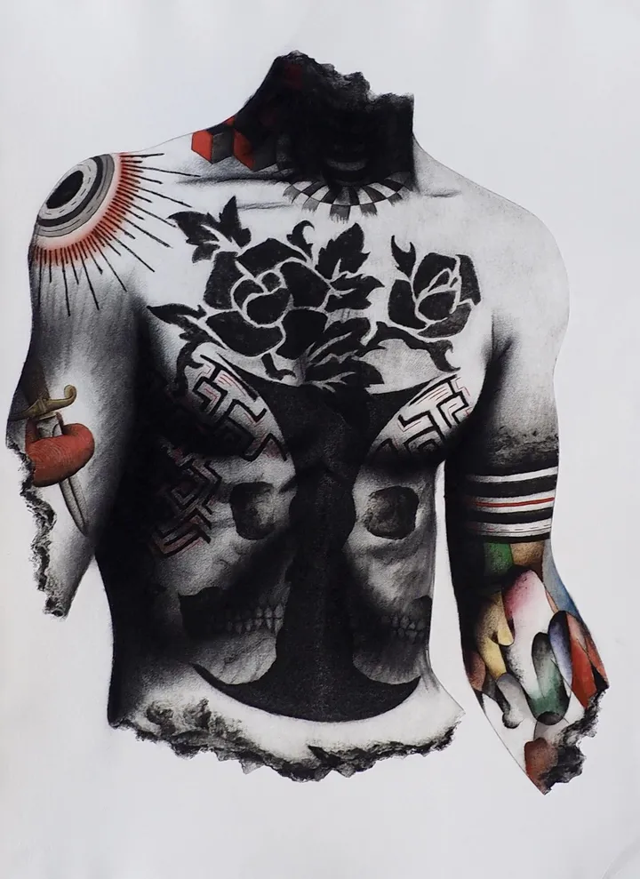 Composition sur un torse d’homme (variation 3), œuvre de louis royer