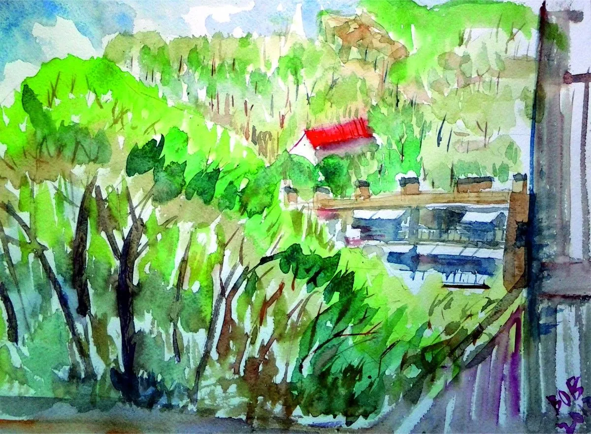 Balcony view -Costa Brava-Spain, artwork by Akpan Usoroh