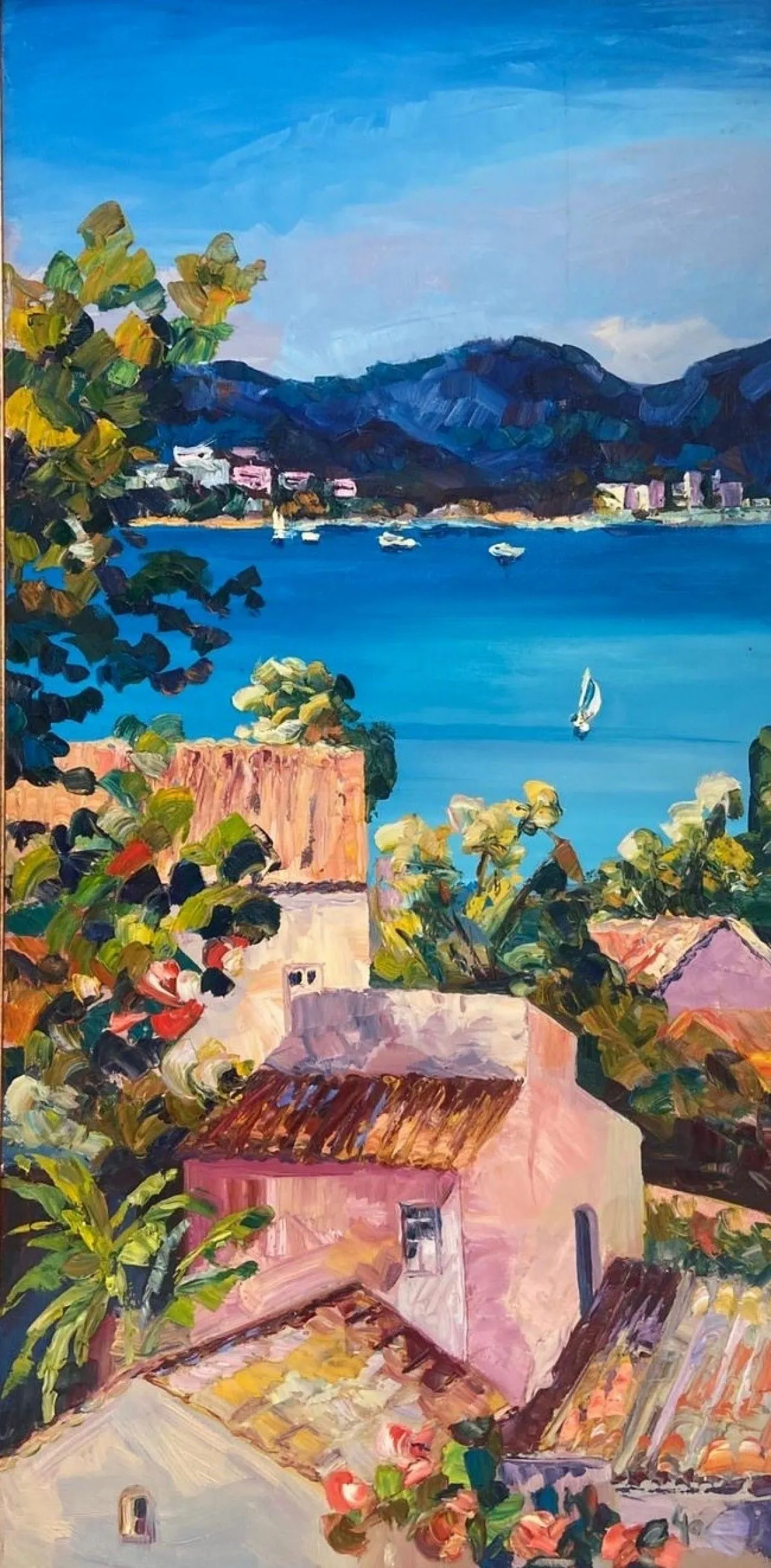Yachts in the sea, artwork by Maryna Christenko