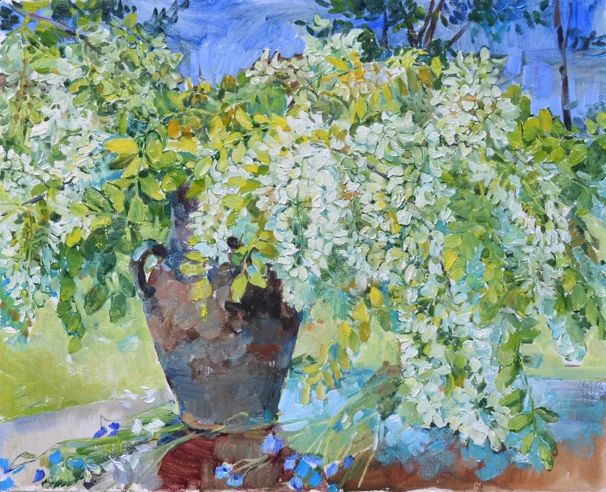 Cherry flowers still life, œuvre de Andrii Kutsachenko