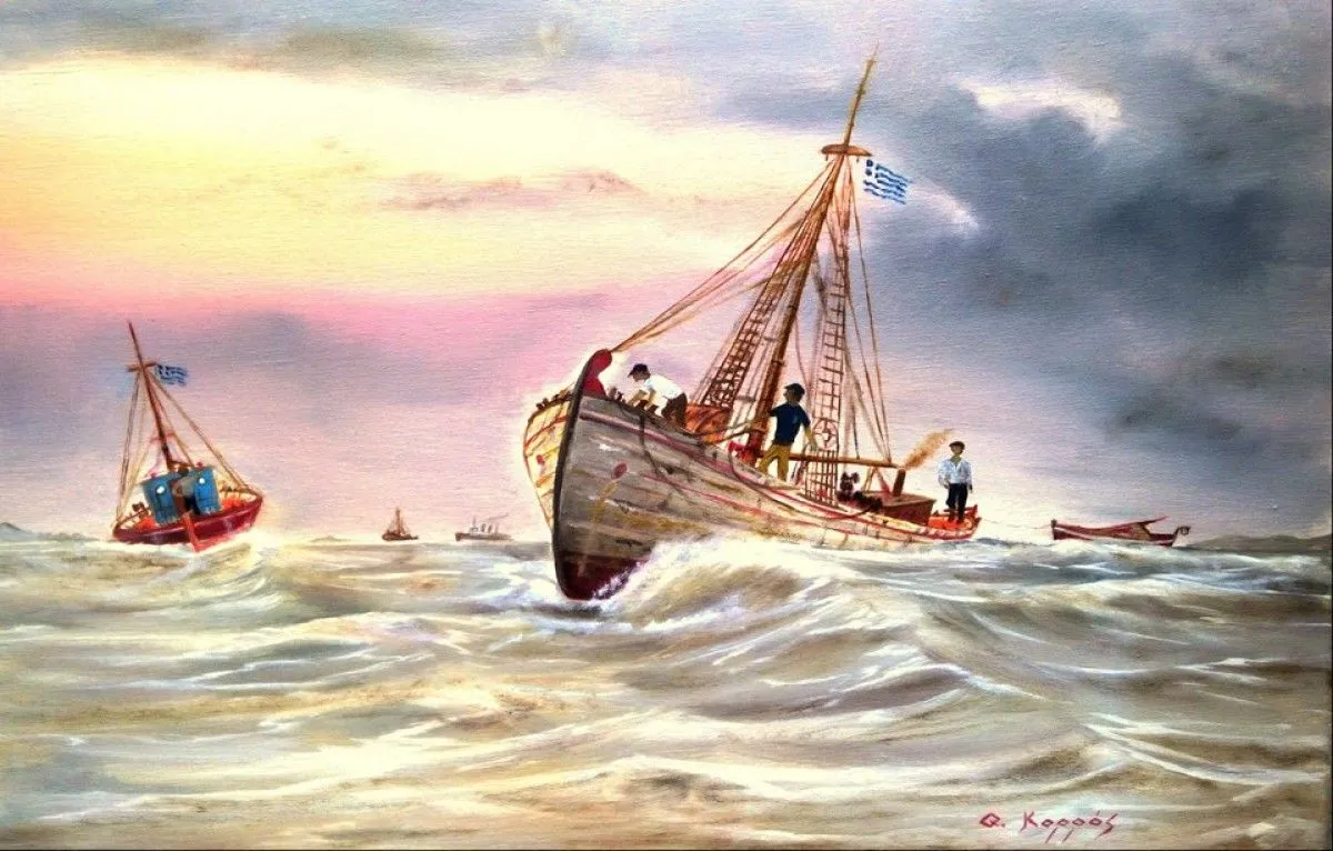 Greek fishingboat, œuvre de Angelis Korros